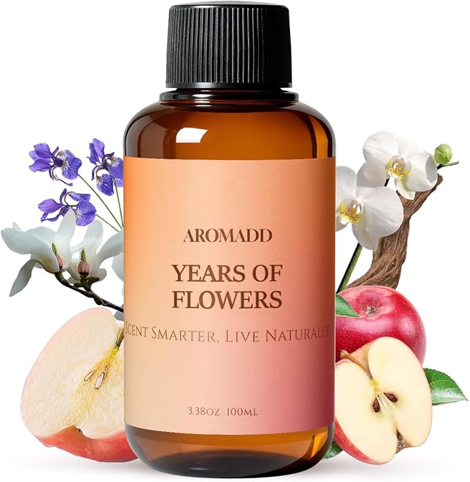 Aromadd Years of Flowers Diffuser Oil Inspired by Blooming Floral Garden, Premium Fragrance Oils for Waterless Diffuser, Freesia & Osmanthus, Long-Lasting Room Refresher - 3.38 fl oz (100 mL)