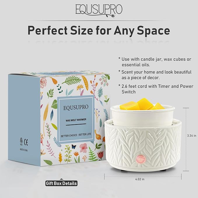 Wax Melt Warmer with Timer- 3-in-1 Wax Melter Burner, Fragrance Warmer for Scented Candles, Tarts, Essential Oils to Freshen Home Office, with Auto Shut Off and Temperature Adjustment, Gift & Décor