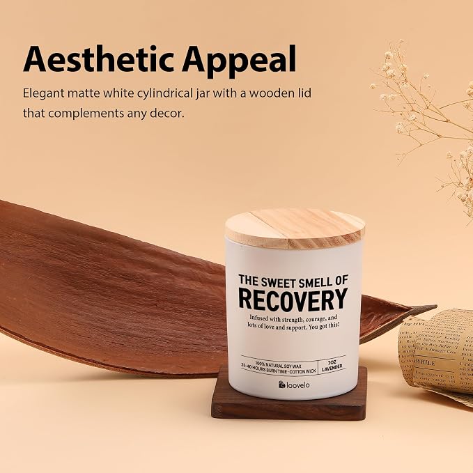 The Sweet Smell of Recovery Funny Recovery Gifts Get Well Gifts for Women After Surgery Sober Anniversary Celebration Scented Candle Home Office Jar Candle Lavender Scent Soy Wax 7oz