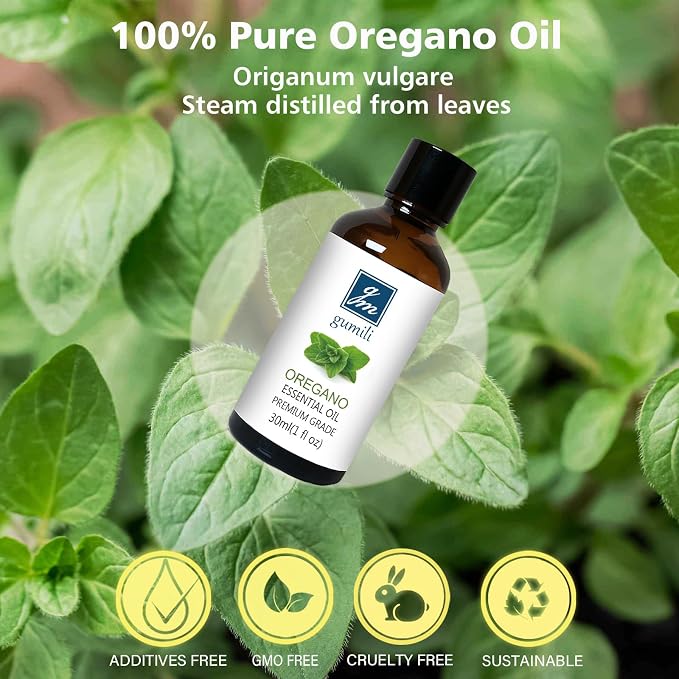 GM Gumili Oregano Essential Oil 1 Oz - 100% Pure & Natural Oregano Oil for Skin, Diffuser, Massage & Aromatherapy - 30ml