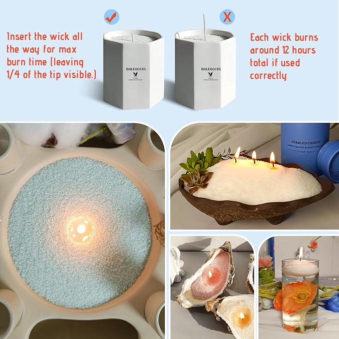Saltwind Still Pearled Candle, 18 Oz Sea Salt Scented Sand Candle with 30 Wicks, 120 Hours Long Lasting Clean Burning, Refillable Light Blue Pearled Wax for DIY Decor