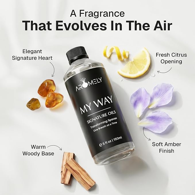 My Way Diffuser Oil Blend | Luxury Home Fragrance Oil for Diffusers | Inspired by 1 Hotel | Signature Scent with Notes of Leather, Cardamom, Lemon, Cedarwood, Iris & Amber | 500ml