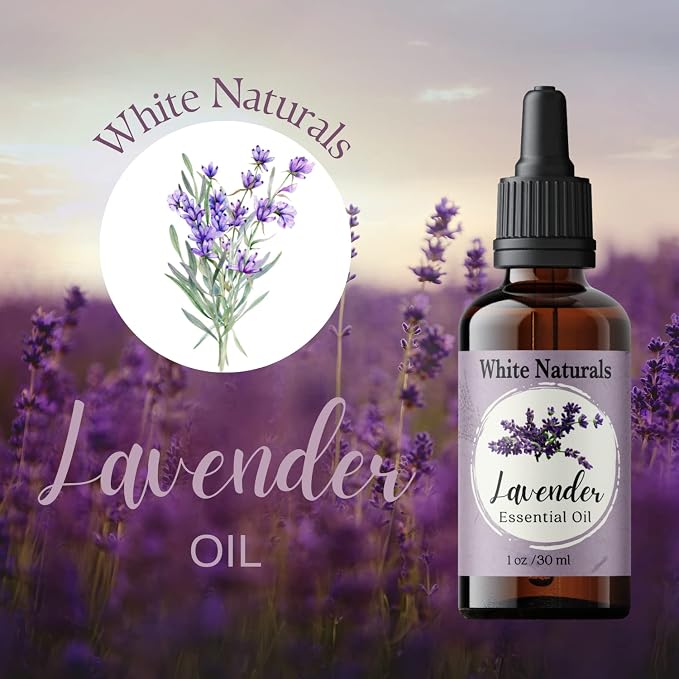 White Naturals Premium Lavender Essential Oil - for Hair Skin and Nails -Organic Lavender Aromatherapy Oil for Diffusers Humidifiers and Linens Plus Natural Bath Oil for Home Spa Self Care