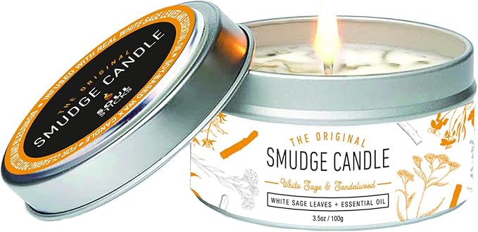SOUL STICKS Smudge Candle for Cleansing House, Meditation, Chakra Healing, Aromatherapy | 3.5 Ounce Smudge Candle for Spiritual Cleansing (Sandalwood)