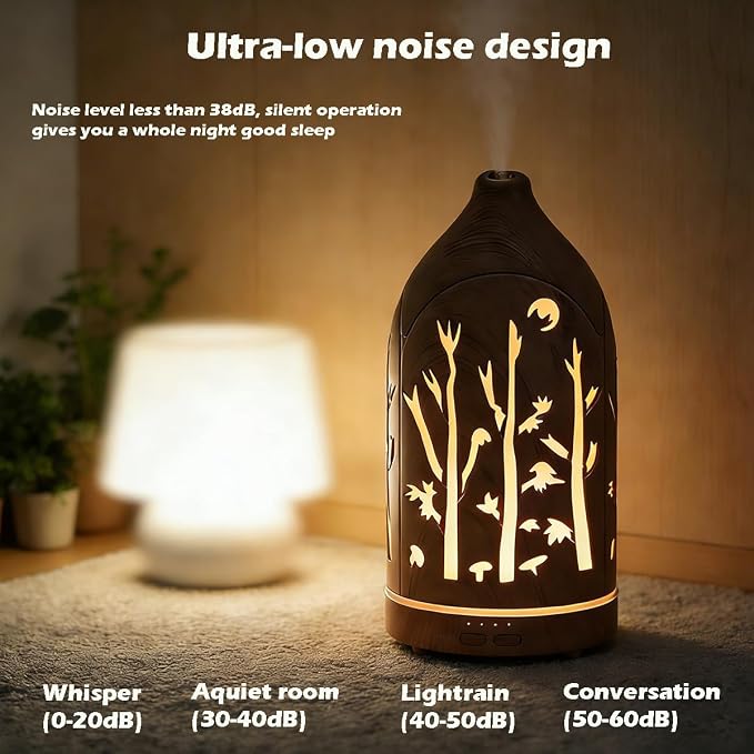 3 Essential Oil Diffuser Set,7.1''x3.5'' Aromatherapy Diffusers,Desk Humidifiers for Office,Small 200ml Humidifier with 7 LED Colors Night Lights,Waterless Auto-Off for Home Decor Gift (Tree)