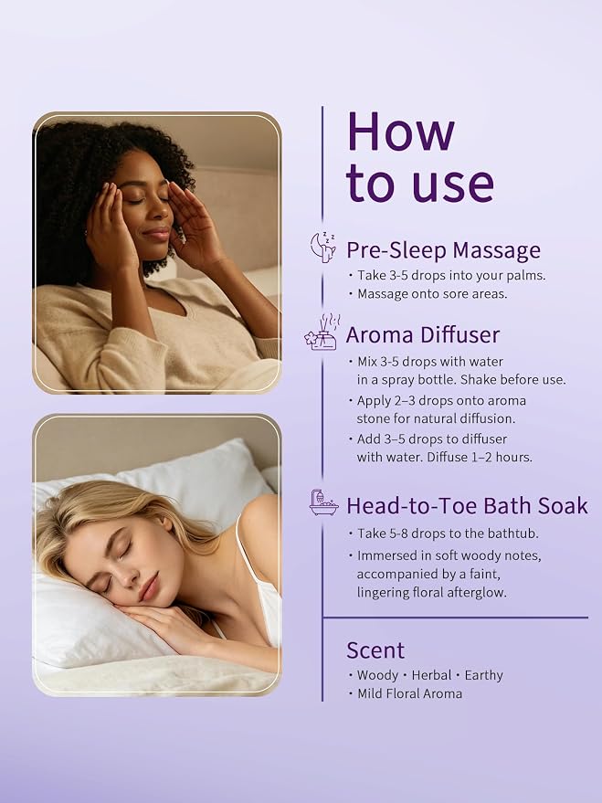 Tranquility Sleep Massage Oil 5ml (0.17 fl oz) – Travel Size with Rare Agarwood (Oud) & Lily, 100% Plant-Based Non-Greasy Fast-Absorbing – Eases Muscle Tension, Gua Sha & Bedtime Relaxation