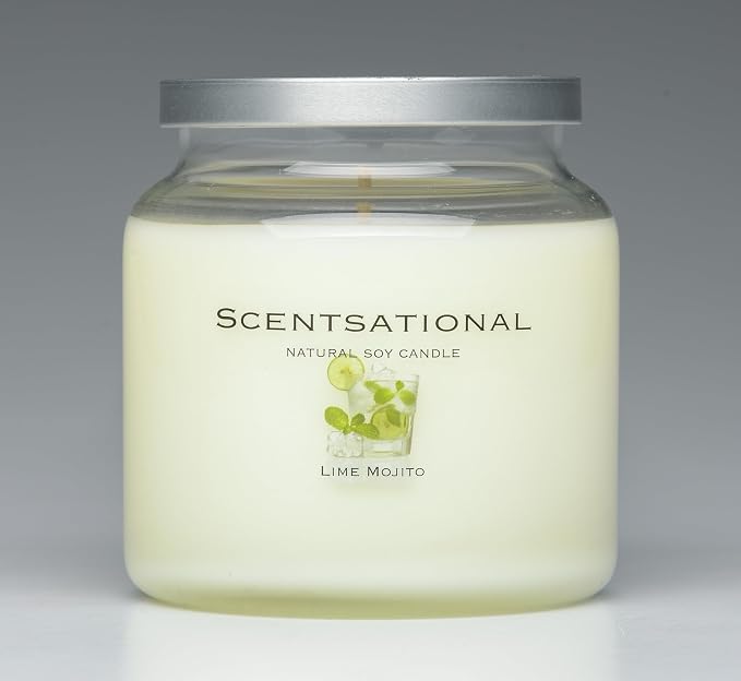 Scentsational Lime Mojito Scented Candle, 19 oz Glass Jar, 55-60 Hour Burn Time