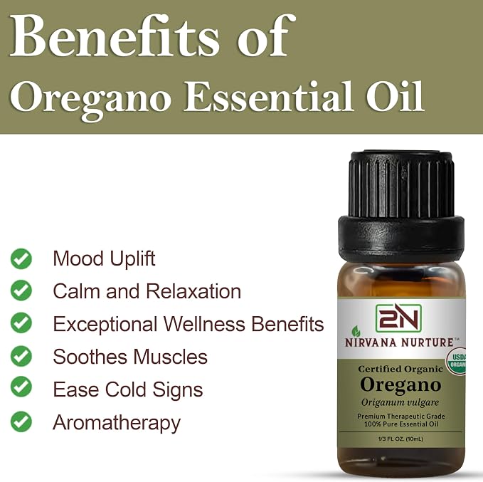 Oregano Essential Oil, USDA Certified Organic, 100% Pure Undiluted, Aromatherapy Oil for Diffuser, Hair & Skin Care