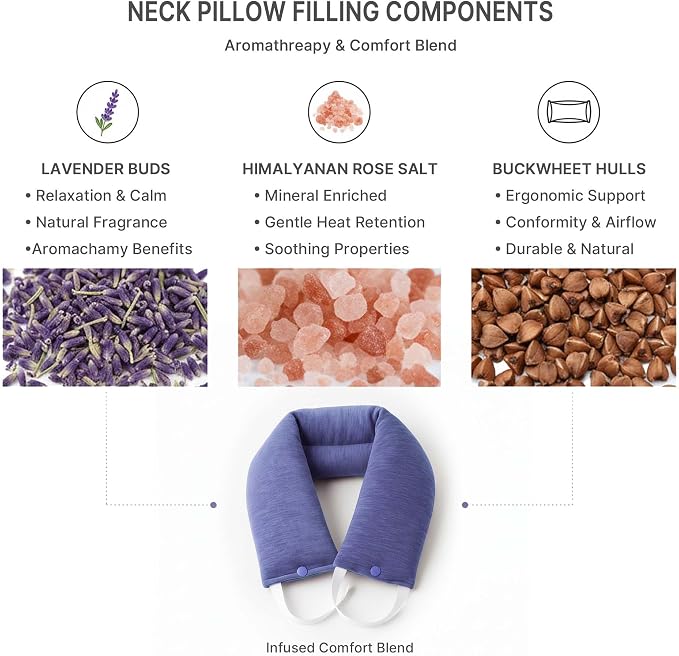 Microwave Heating Pad for Neck – Microwavable Neck Wrap & Eye Mask Set for Neck Pain Relief, Moist Heat Therapy Lavender & Himalayan Salt, Reusable Hot Cold Pack – Relaxation Self-Care Gift for Women