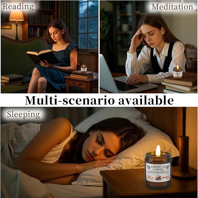 Americano Coffee Scented Soy Wax Candle – 100% Natural Soy Wax, Recyclable Glass Jar & Metal Lid – Long-Lasting Fragrance Candles for Home, Relaxation, Gift (8oz, 40hr Burn Time)