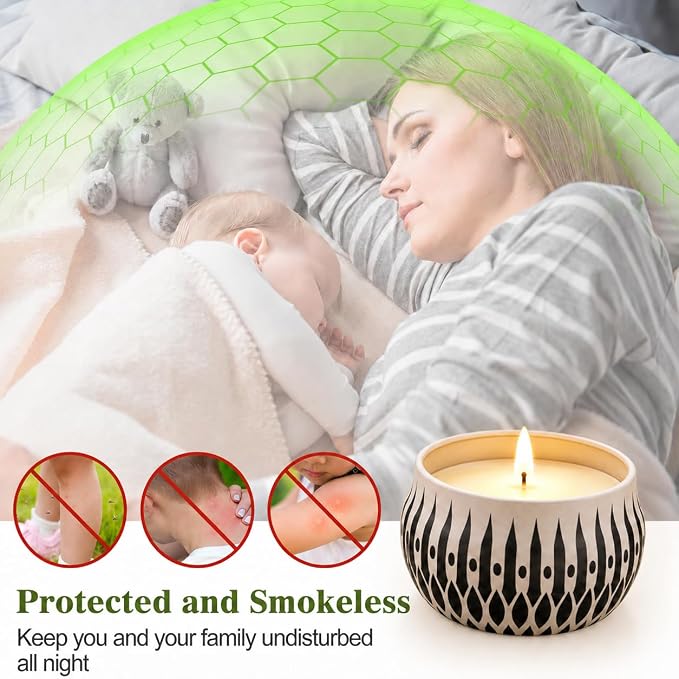 24 Pack Citronella Candles Outdoor, 2.5 oz Soy Wax Tin Candles with 8% Citronella Oil, Up to 600 Hours Total Burn Time, Portable Patio Candle Set for Backyard, Camping, BBQ & Summer Use