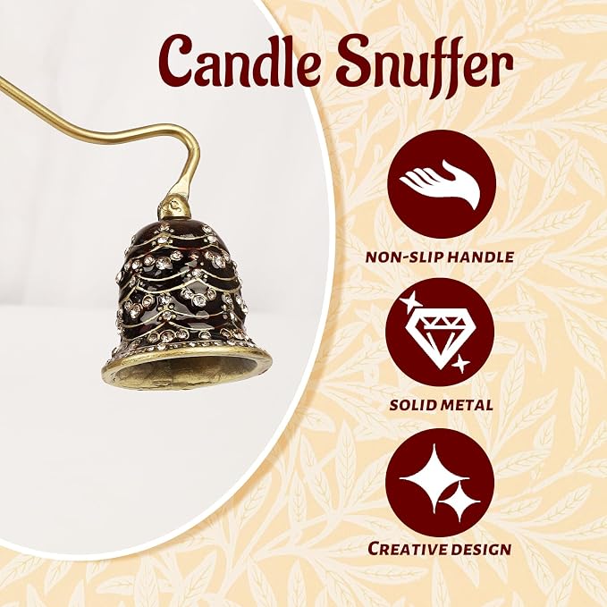 Elegant Royal-Style Candle Snuffer with Pearl Inlay, Candlesnuffers Wick Snuffer Candle Accessory for Putting Out Extinguish Candle (Coffee)