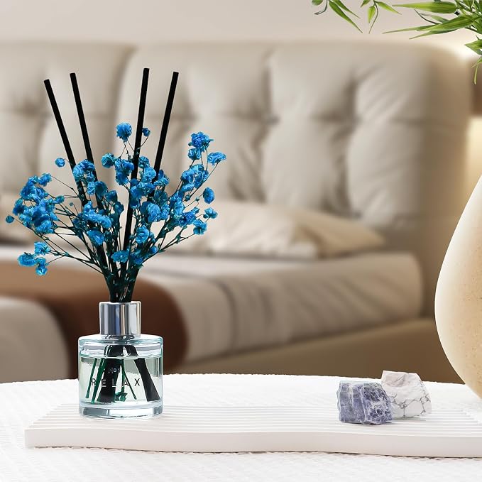 Jasmine White Tea Gardenia Bathroom Diffuser, 3.4 oz Reed Diffuser with Dried Flower for Small Place, Last up to 60 Days