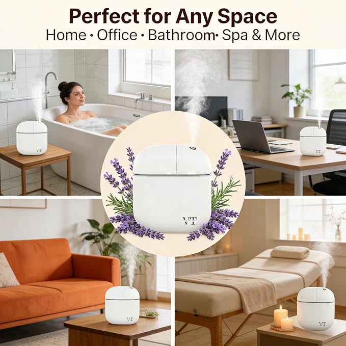 Waterless Essential Oil Diffuser 3000 Sq.Ft,Home Hotel Office Use,Cold Air Scent Machine,(Scent Kit 2*Fragrances Included) Bluetooth App Control,LED Light,Wall-Mounted Aroma Diffuser