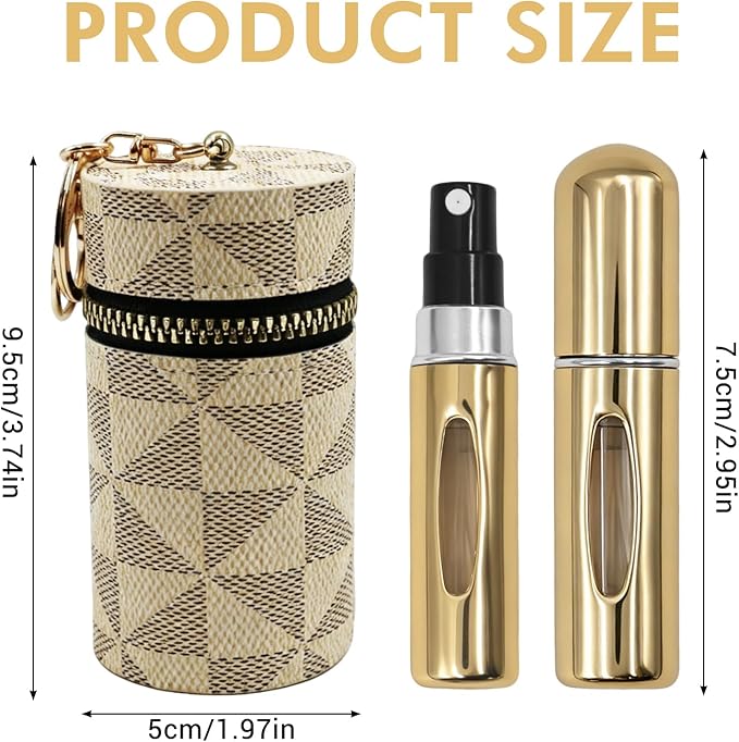 Mini Refillable Perfume Atomizer Bottles, Portable Travel Size Spray Bottles, Leak-Proof Aluminum Perfume Sprayers with Carry Bag(5 ml,5 Pack)
