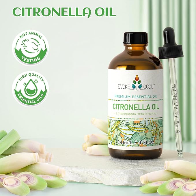 EVOKE OCCU Citronella Oil for Cleaning, Air Freshening, Add to Spray and Diffuser - 4 Fl Oz