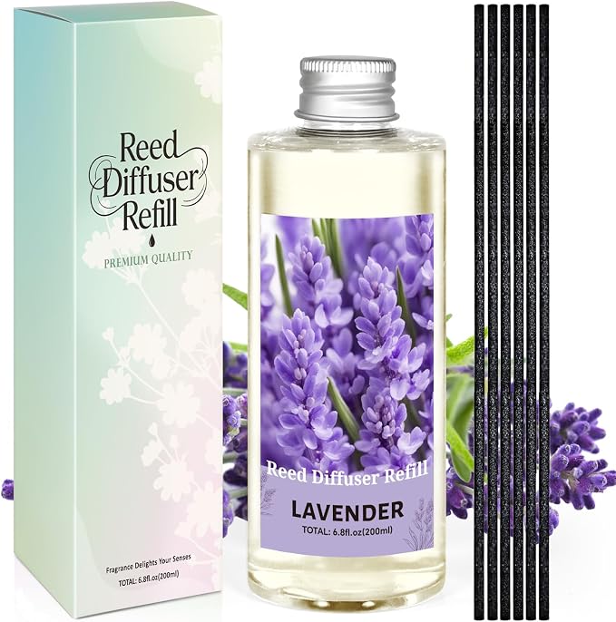 SCENTORINI Reed Diffuser Oil Refill, Lavender Diffuser Oil 6.76 Fl Oz, Natural Scented Essential Oil Refill Long Lasting Summer Home Fragrance for Room Spa Aromatherapy Bathroom Home Decor