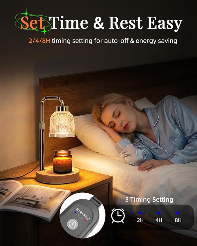 AIFEI Candle Warmer Lamp with Timer, Dimmable Adjustable Height Candle Lamp, Birthday Gifts for Women Mom Sister Friends, House Warming Gifts New Home Decor, Candle Lamp Warmer with 2 Bulbs - Gold