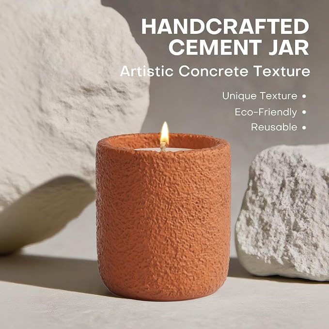 Scented Candles for Home, Natural Soy Wax Candle Gift Set, Non-Toxic Cement Jar Candles, Luxury Aromatherapy for Stress Relief, Highly Scented, Gifts for Women and Men, Cedar Aura