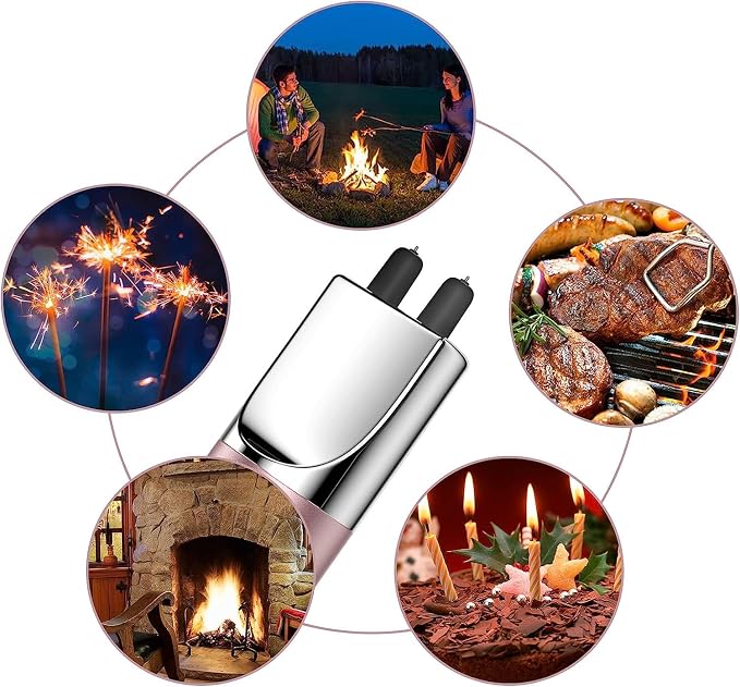 REIDEA Electronic Candle Lighter - USB Rechargeable with Security Lock, Windproof, Non-Slip Switch for Candle, Grill, Camping (Champagne Gold + White)