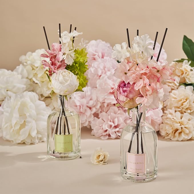 COCORRÍNA Reed Diffuser - Cherry Blossom 8.5 Fl.oz Flower Diffuser with 8 Sticks, Reed Diffusers for Home Bathroom Shelf Decor