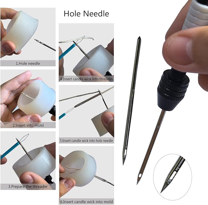 DiaWiew Beginners Candle Making Kit for Adults, Wick Needle for Candle Making for Punching and Inserting Candle Molds Wicks, Candle Making Tools Perfect to Silicone Molds with No Holes for Wicks