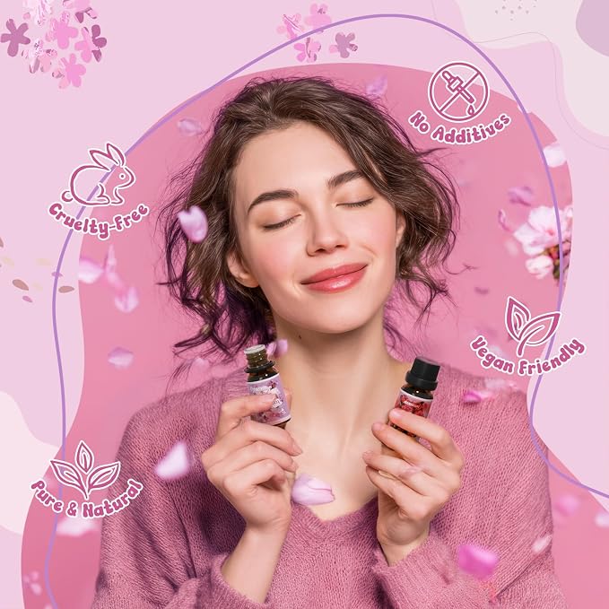 ARVIDSSON Floral Essential Oils Set, Natural Flower Essential Oil Gift for Women - Lavender, Jasmine, Cherry Blossom, Gardenia, White Tea, Rose, 6 x 10 mL