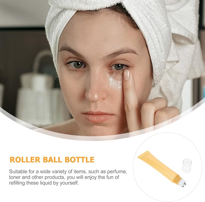 Beavorty 2Pcs Refillable Eye Cream Roller Tubes 4.76In Leakproof Essential Oil Dispenser Bottles for Face Skincare Massage Portable Travel Container