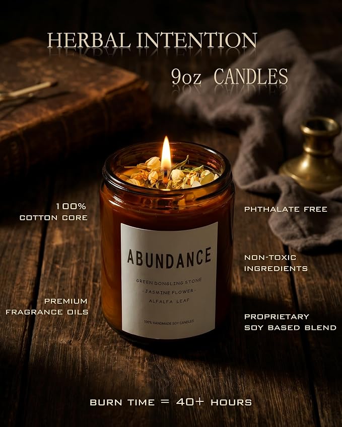 Natural Crystal Candle,Abundance, Crystal Ritual, Spiritual, Money Prosperity, Candle Spell.(Abundance)