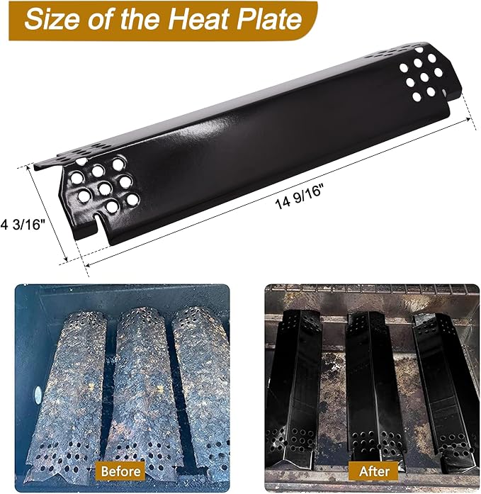 Hiorucet Grill Replacement Parts for Nexgrill 5 Burner 720-0888, 720-0888N, Nexgrill 720-0830H, 720-0864 Models, 5-Pack Porcelain Steel Heat Shields, Burner Tubes and Grill Igniters for Members Mark.