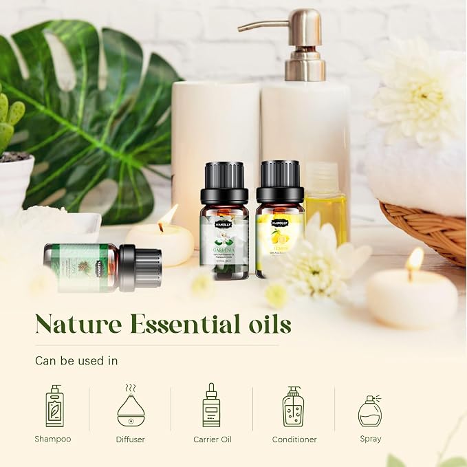 Essential Oils Set, Aromatherapy Essential Oil Kit for Diffuser, Humidifier, Massage, Skin Care (32 x 5ml) - Eucalyptus, Lavender, Tea Tree, Peppermint, Lemongrass, Frankincense, Cinnamon, Sandalwood