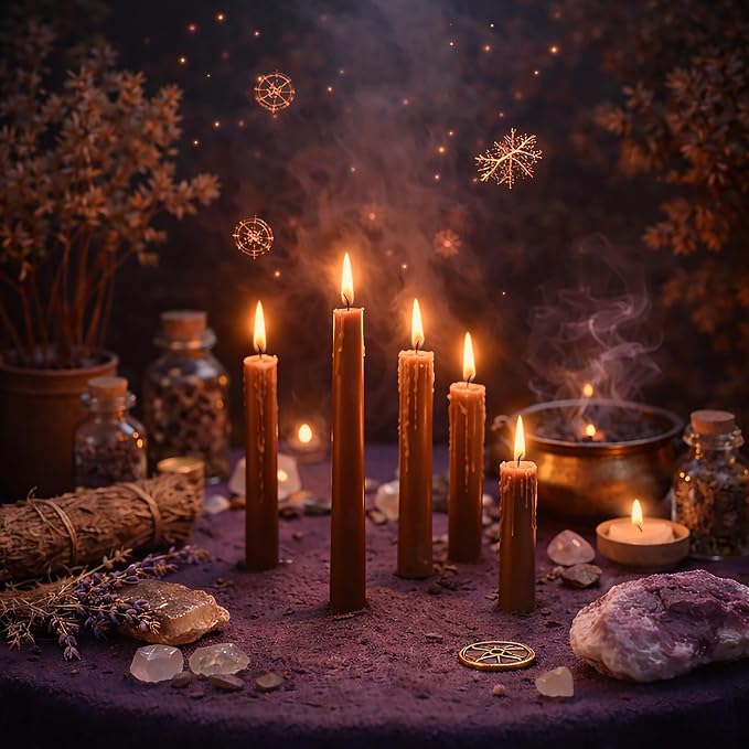 SOUL STICKS Gaia Magic Spell Chime Taper Candles 20 Pack - Ideal for Altar, Rituals, Ceremonies, Meditation Brown Chime Candle for Witchcraft Supplies, Wiccan Supplies, Candles Clearance