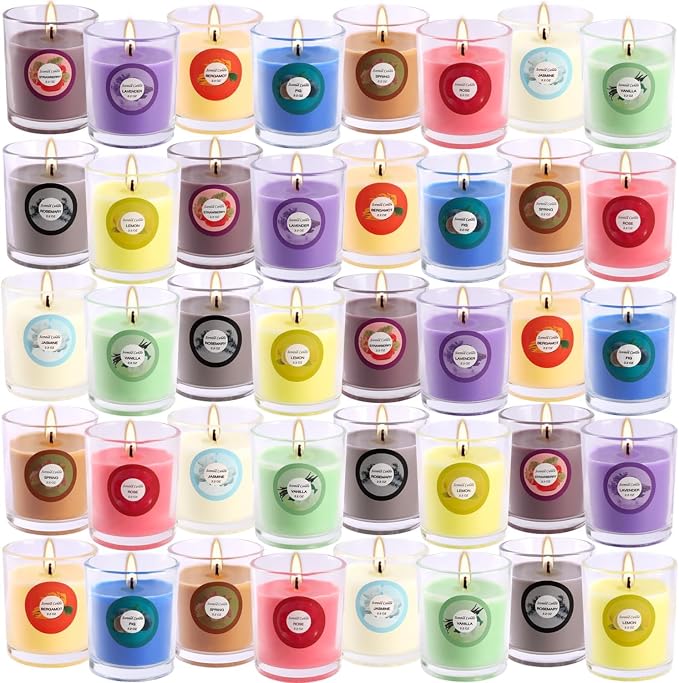 WPONSZU 40pack Scented Candles Gift,Natural Soy Wax Jar Candles,Small Portable Tin Candles Set for Mom,Women,Teachers, Colleagues and Friends,2 OZ