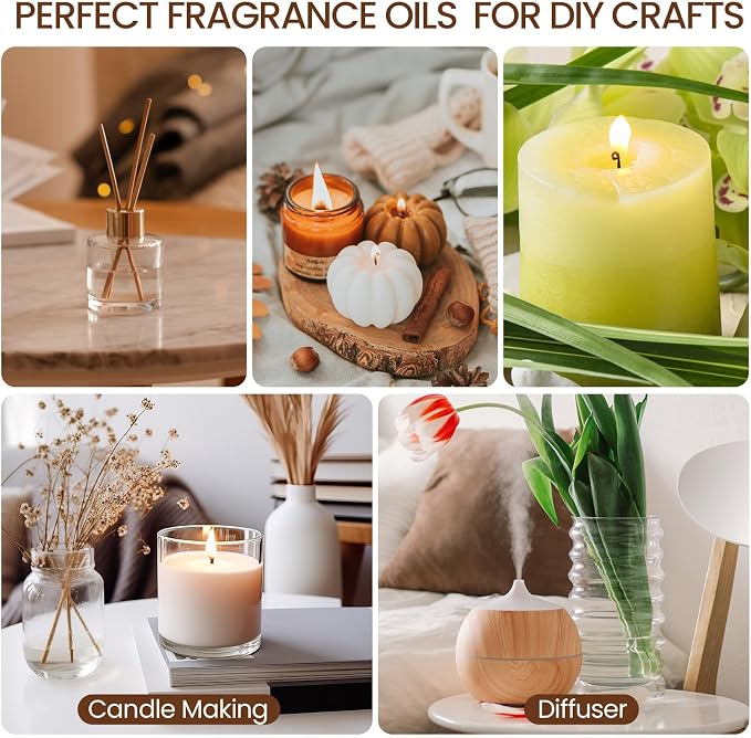 Nuanchu 26 Pcs Essential Oil Set for Humidifiers and Diffusers 10ml Fragrance Aromatherapy Oils Kits Fruity Candle Making Supplies for Soap Making Scents Summer Home Skin Care DIY Massage Laundry