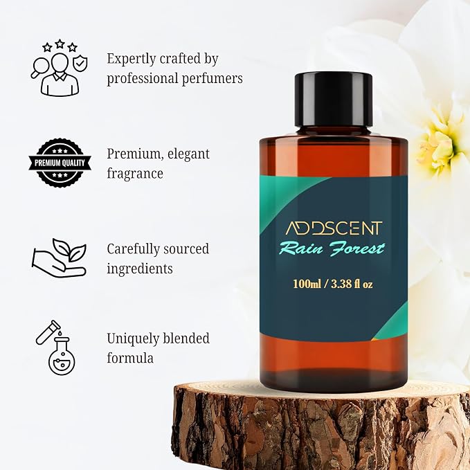 Rain Forest Fragrance Oil 100ml for Diffuser, Nature-Inspired Fresh Aroma for Bedroom Living Office Spa, Layered Citrus, Floral, and Woody Notes for Light, Airy, and Uplifting Ambience