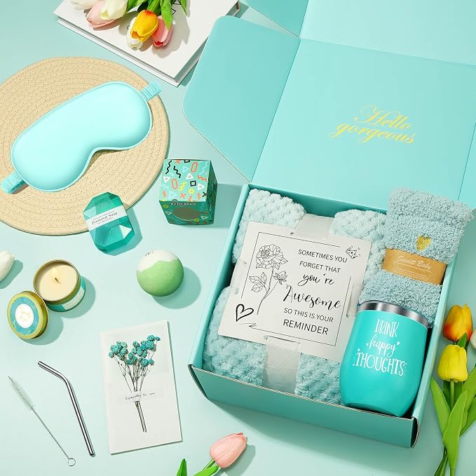 Happy Birthday Gifts for Women Mom Her Friend Sister Wife Grandma, Self Care Gift Get Well Relaxing Spa Gift Basket Set