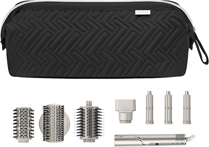 Leudes Hair Tools Travel Bag for Shark Flexstyle Carrying Case Portable Shark Hair Air Wrap Dryer Case Waterproof Dustproof Flat Curling Iron Travel Organizer (Black+Heat Resistant Mat)
