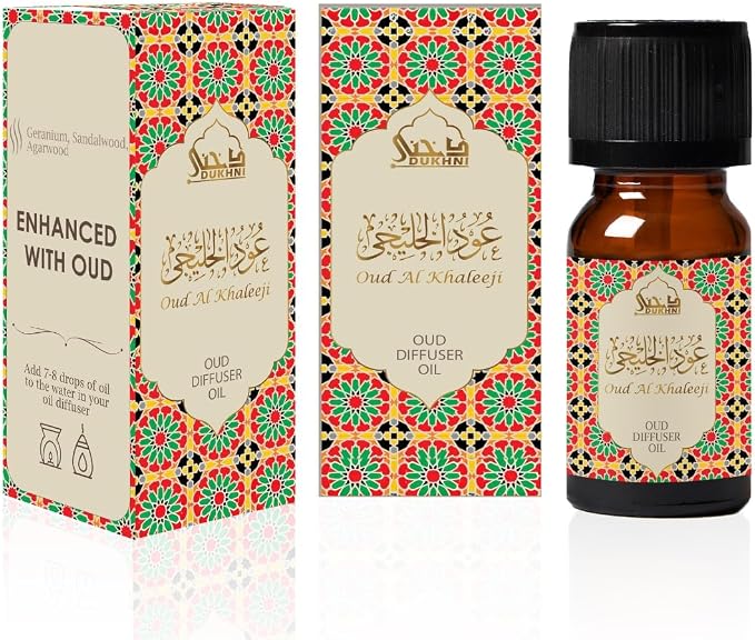 Oud Diffuser Oil, Oud Al Khaleeji by Dukhni | 3 x 10ml Arabic Oil for Diffuser & humidifier | 100% Pure Halal, Oudh Essential Oil Blend | Relax with Home Aromatherapy, for Relaxation and Massage