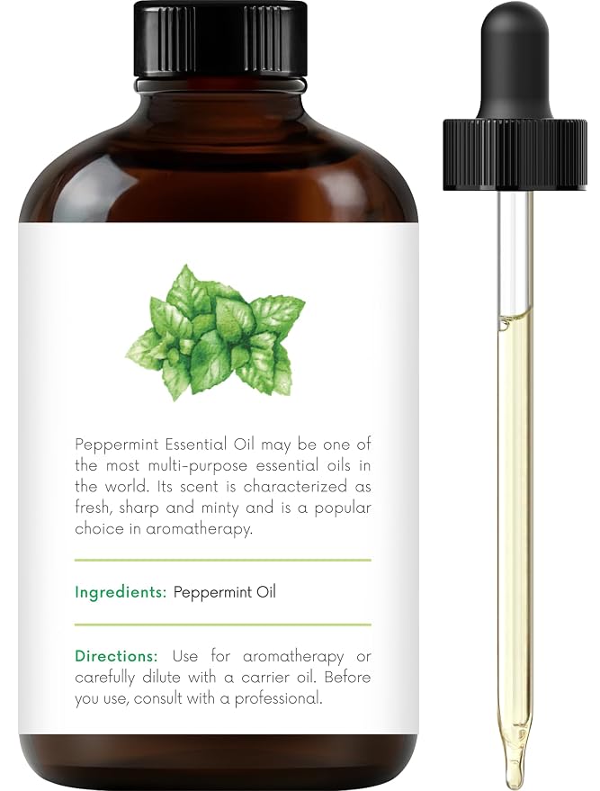 Handcraft Blends Cooling Massage Set: Fractionated Coconut Oil (16 Fl Oz) and Peppermint Essential Oil (4 Fl Oz) – 100% Pure & Natural – Carrier Oil for Dilution and Body Care