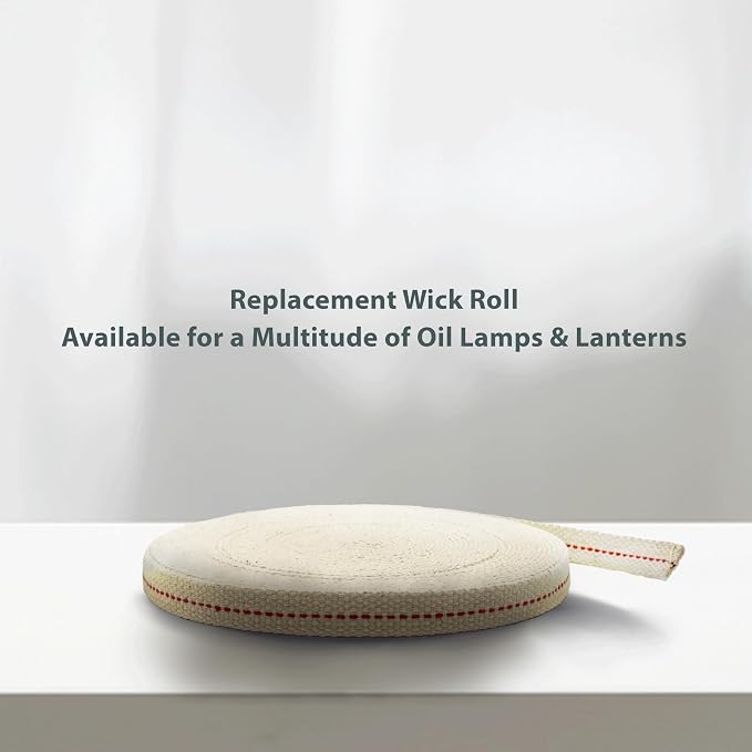 Light of Mine - 1/2" Inch 33' Foot, 100% Cotton Flat Wick - 2 Pack for Paraffin Oil, Kerosene Based Lanterns, and Oil Lamps with Genuine Red Stitch (1/2" - 33' Roll, 2pk)