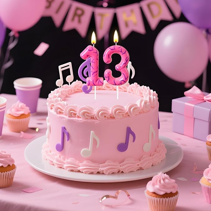 Number 3 Birthday Candle for Cake – Pink Gradient Number Candle with Mystic Rune Pattern, Decorative Cake Topper for Anniversary & Celebration