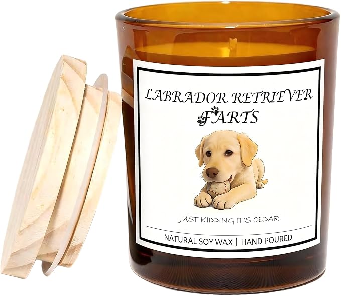 Labrador Retriever Gifts for Women | Birthday Gifts for Mom | Light When Dog Farts Candle | Cedar By Natural Soy Wax |Pet Safe Friendly Memorial Candles for Home Scented Household Essentials