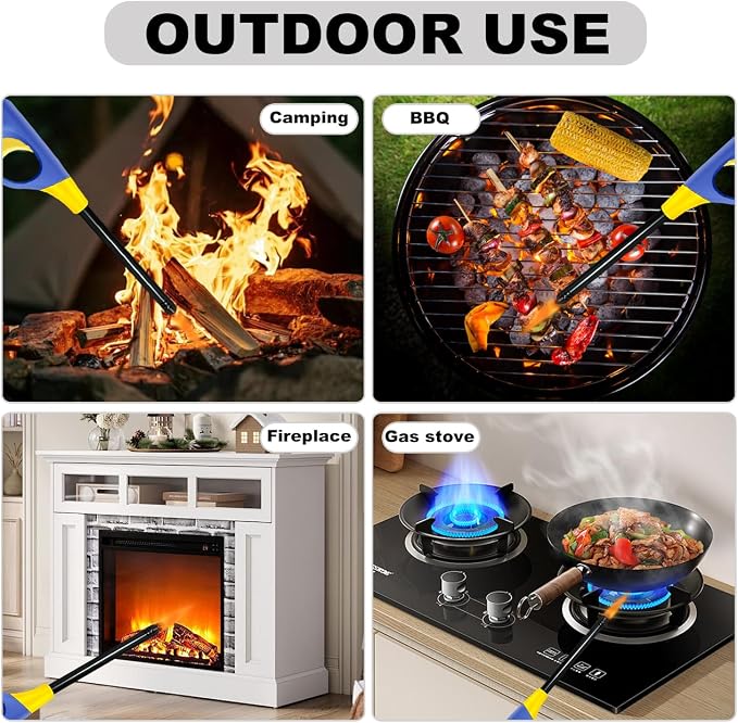 4 Pack Candle Lighter Long Lighters, Refillable Butane Lighters for Candle Camping Fireplace Party BBQ Grill(No Fuel)