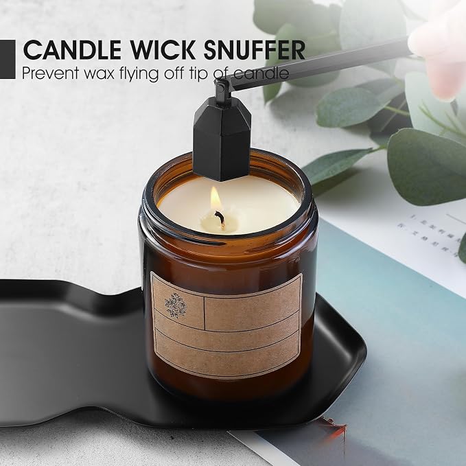 PATOISE 3-in-1 Candle Accessory Set, Wick Trimmer, Candle Snuffer, Wick Spoon, Stainless Steel Material Perfect for Candle Lovers(Black)