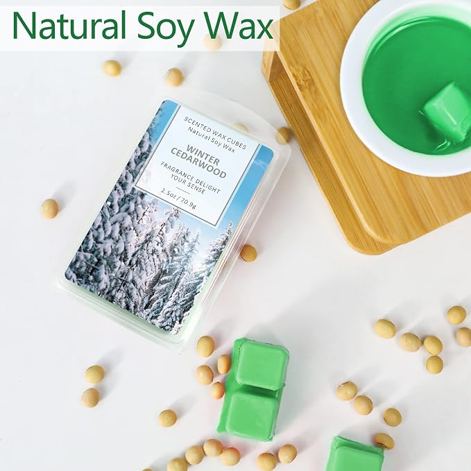 SCENTORINI Wax Melts Wax Cubes, Winter Cedarwood Candle Wax Melts Strong Scent, Soy Scented Wax Melts for Wax Warmer Christmas Home Decor, 2 x 2.5 oz
