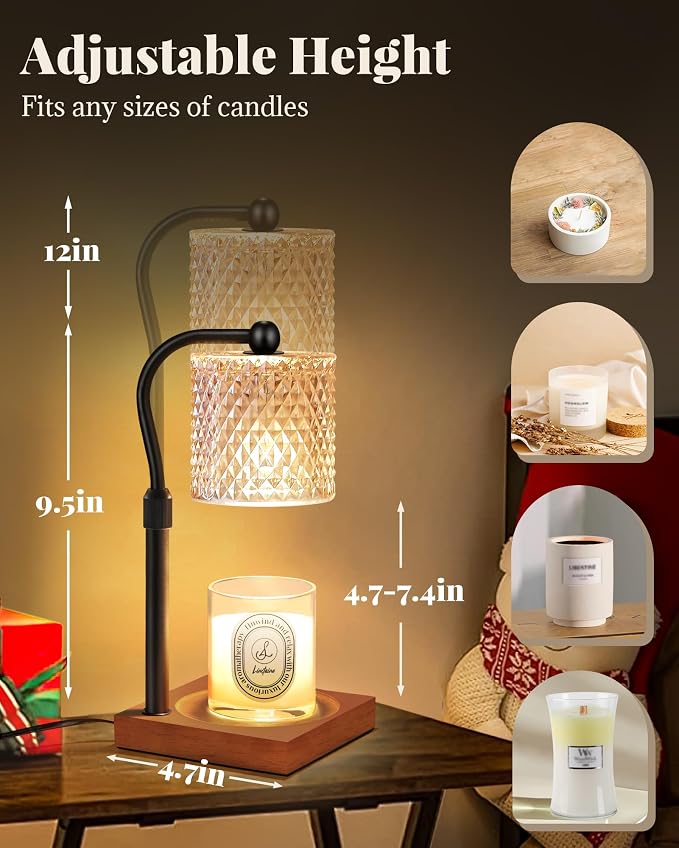 2 Pack Candle Warmer Lamp with Timer Dimmer Adjustable Height, Birthday Housewarming New Home Decor Gifts for Women, Electric Wax Warmer for Jar Candles