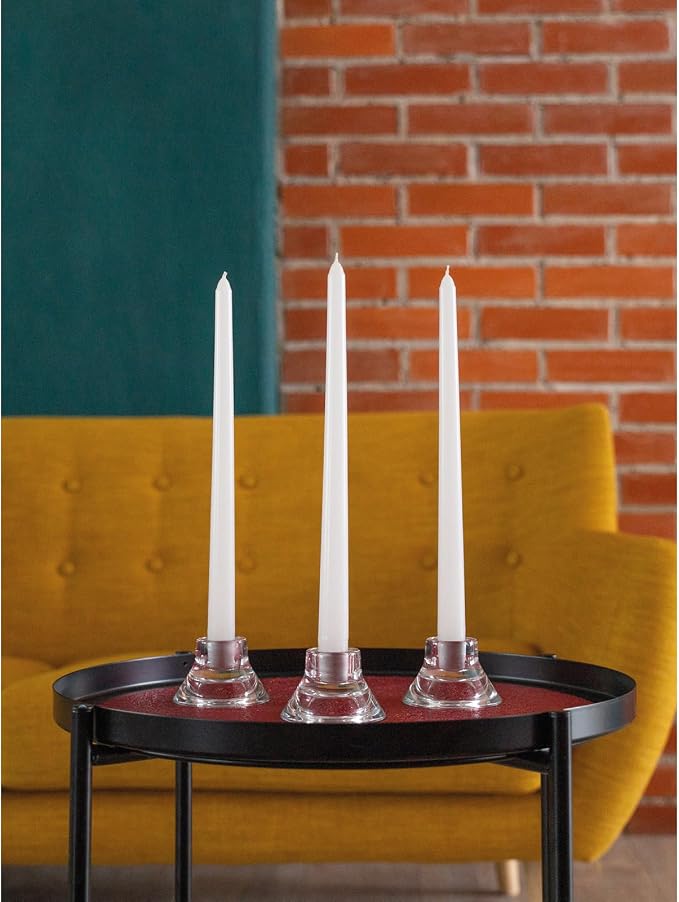 CANDWAX 8 inch White Taper Candles Set of 4 - Unscented Dripless Tapers - Smokeless Christmas Tapers - 6 Hours Burning Time Tapered White Candlesticks - Christmas Candle Sticks