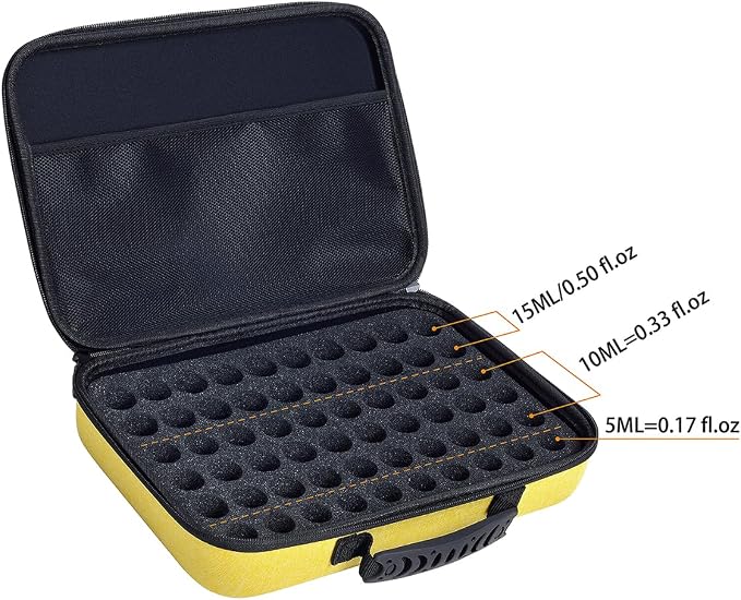Essential Oils Carrying Case Holds 60 Bottles with Detachable Pad,Yellow