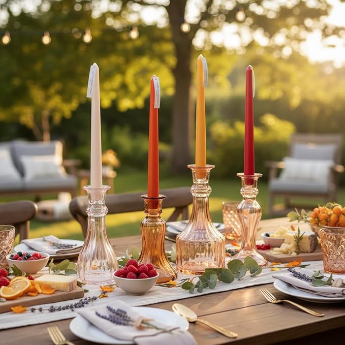 Orange Scented Taper Candles 10 Inch Dripless Candlesticks, 4 Pack Long Dinner Candles for Wedding Easter Table Decor Home Decoration Party Centerpiece & Mother’s Day