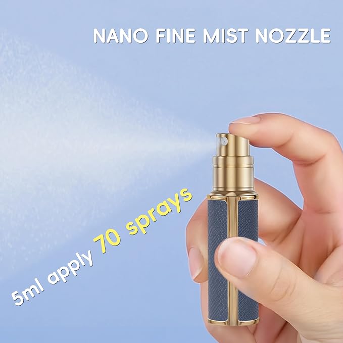 5ml Perfume Spray Bottle, AG00WH Leather Refillable Dispenser Bottom Fill Fragrance Scent Container, Portable and Leak-proof Suitable for Traveling & Outgoing (White)